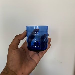 Vintage Blue Ribbed Juice Tumblers